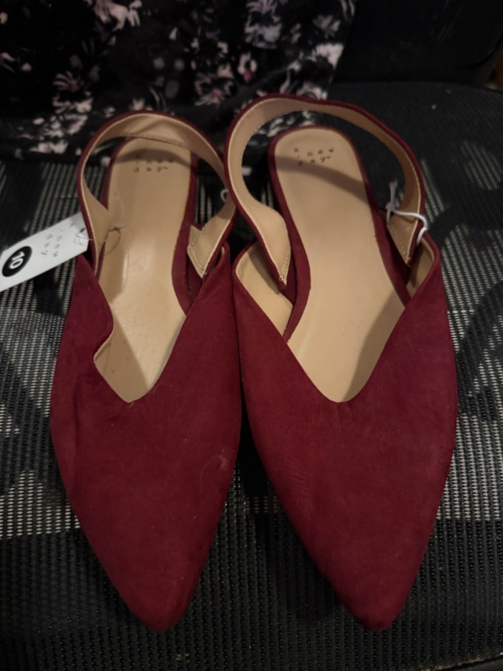 a new day Burgundy Pointed-Toe Slingback Flats